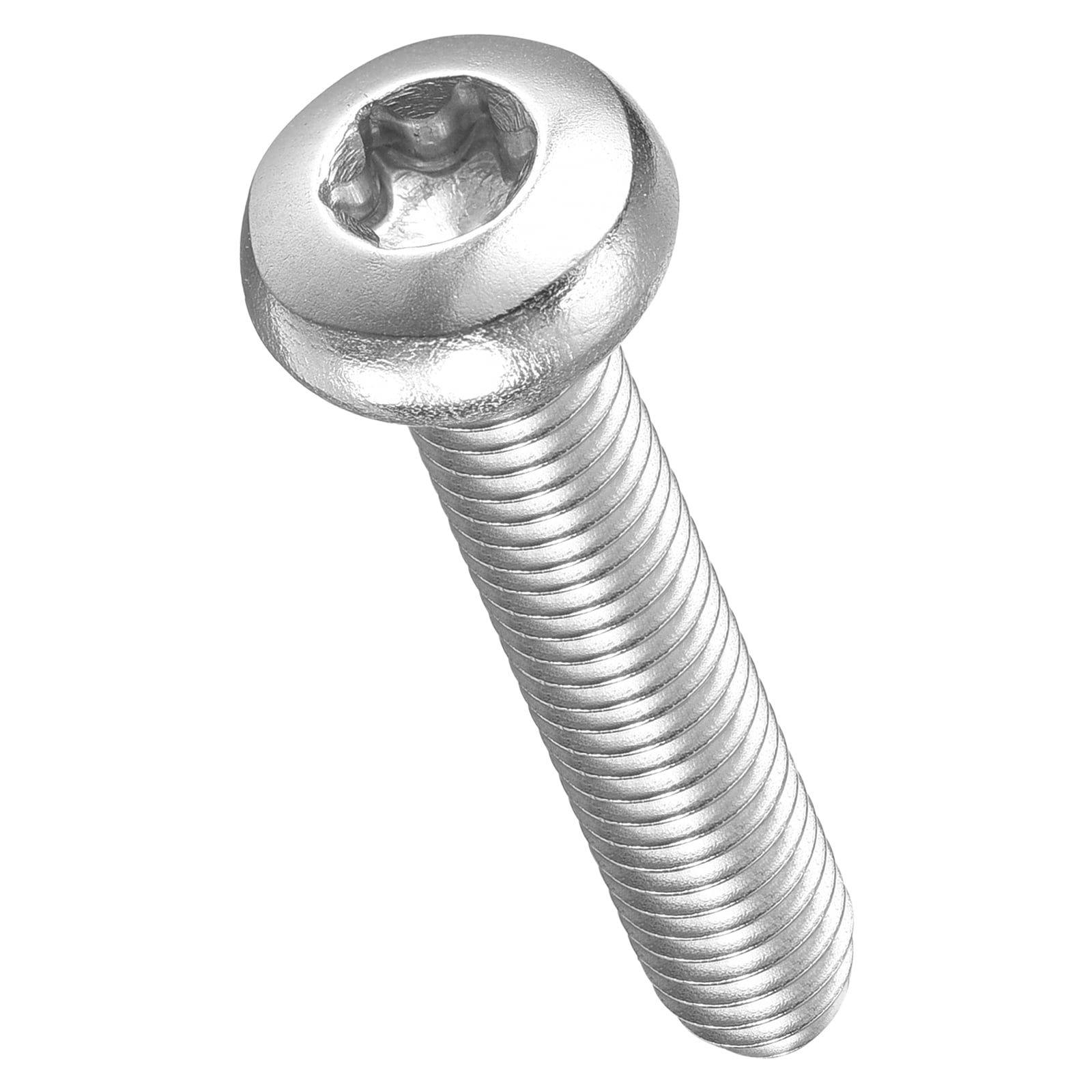 Pan Head Torx Security Screws Bolts (M5-0.8x25mm) 100Pcs, Button Torx Head Machine Screws 304 Stainless Steel - for Furniture Woodworking Project, Silver Tone