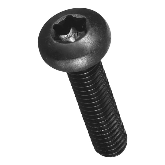 Pan Head Torx Security Screws Bolts (M6-1x25mm) 25Pcs, Button Torx Head Machine Screws Carbon Steel - for Furniture Woodworking Project, Black
