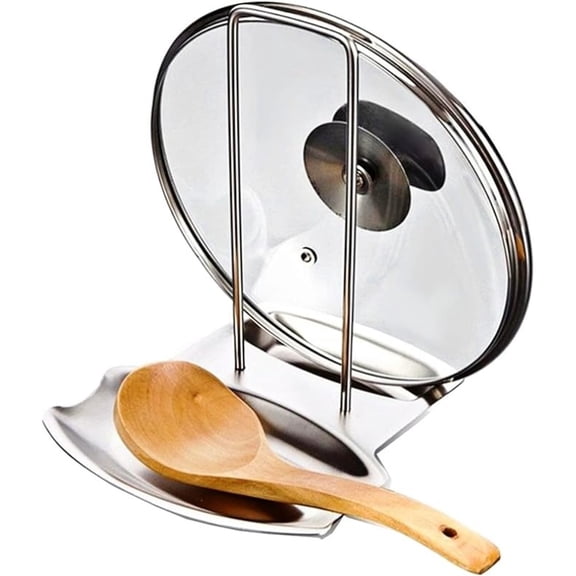 Pan Lid Holder Progressive Lid and Spoon Rest Shelf 304 Stainless Steel Pan Lid Organizer Kitchen Decor Tool