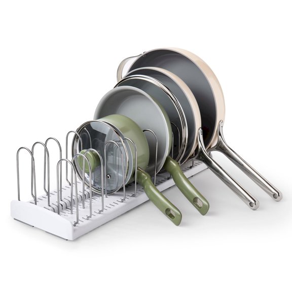 Pan + Lid Rack, Expandable Pot Lid Organizer, Adjustable
