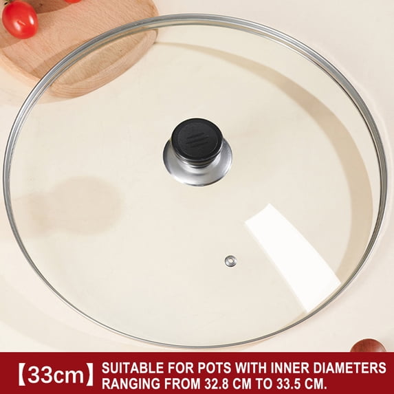 Pan Lid, Tempered Glass Pot Lid Replacement Pan Cover With Steam Vent for Cast Iron Skillet, Pots, Wok,Ceramic Skillet and Pans 12.99 Inch