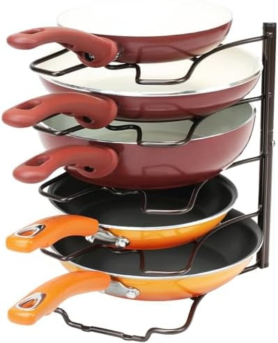 Pan Organizer Rack for Kitchen Cabinet and Counter, Bronze