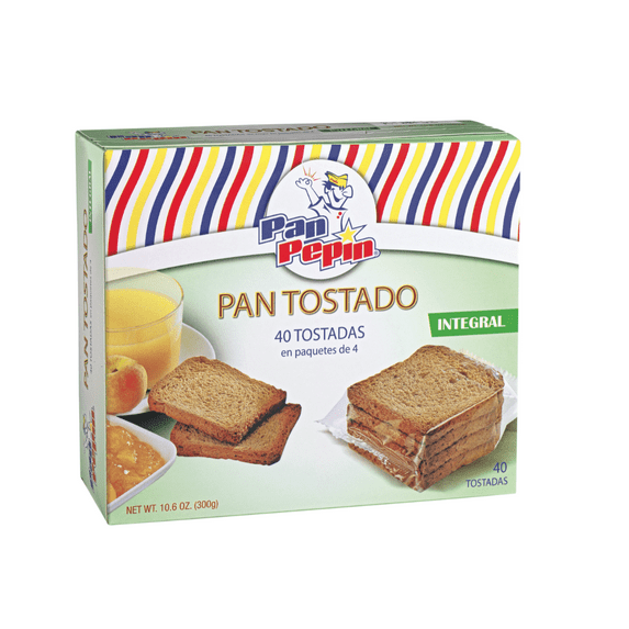 Pan Pepin, Bread Toasts Whole Wheat, 10.6 oz, 40 Count, Shelf Stable, Box