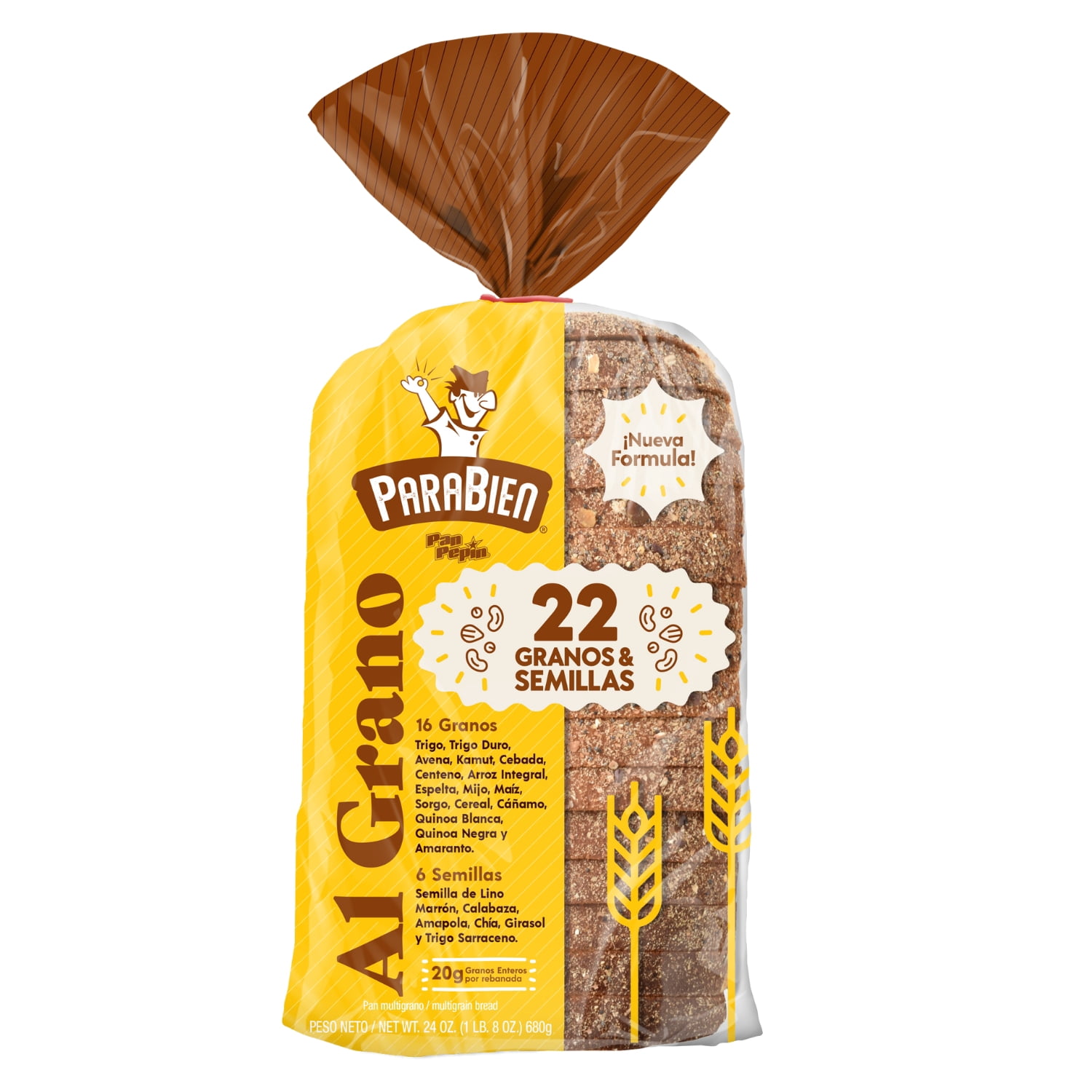 Pan Pepin, ParaBien, Al Grano, Sliced Sandwich Bread Loaf, 24 oz, Shelf Stable
