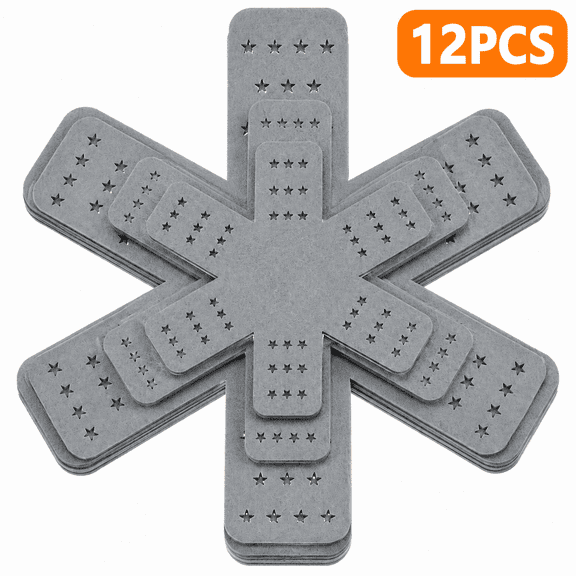 Pan Pot Protectors Extra Thick Cookware Separator Pads with Star Design Protects Pots and Pans from Scratches 3 Sizes Set of 12 Gray