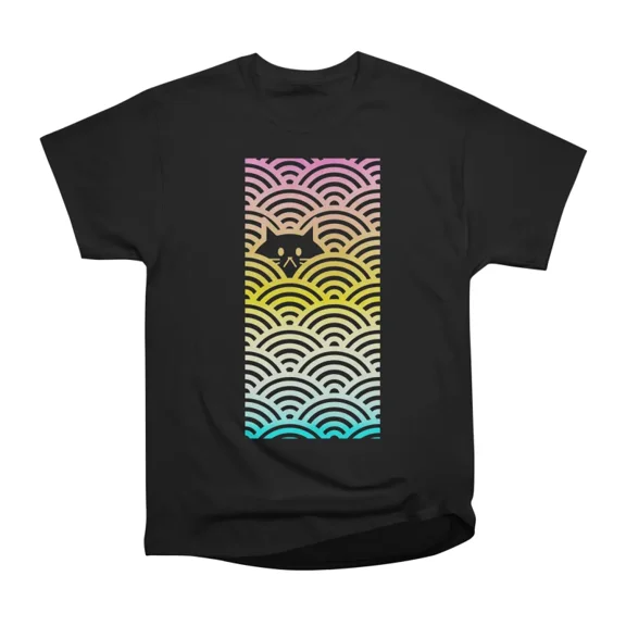 Pan Pride Cat Waves T-Shirt Tee Gift For Him Merch For Her Apparel For Friend