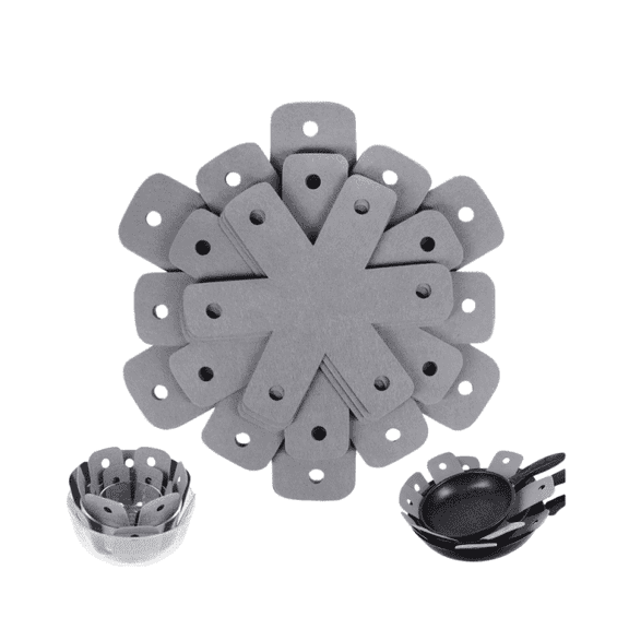 Pan Protector with Stars, Set of 12 and 3 Different Sizes, Black Pan Separators, Felt Pot Protectors for Stacking and Separating Your Cookware (Gray)