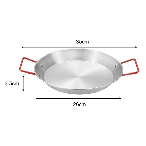 Pan Stainless Steel Paella Bowl Skillet Serving Plate Pot Wok Snack Tray 26cm