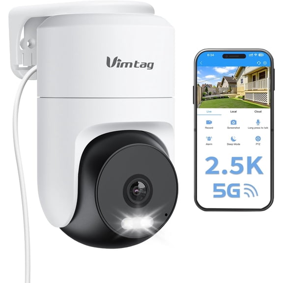 Pan/Tilt Outdoor Security Camera, 2.5K 4MP WiFi Home CCTV Camera, 360 View & Motion Tracking, Color Night Vision, 2-Way Audio, AI Detection Alarm, IP66, Cloud & SD Card Storage, Works w/Alexa
