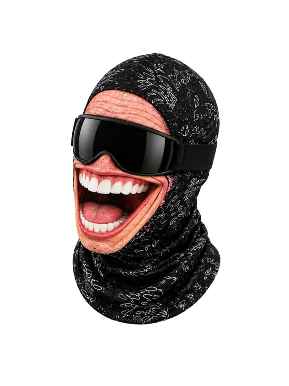 Unisex Balaclava with 3D Grinning Face Print Breathable Neck Gaiter for Cycling Motorcycle Halloween Funny Balaclava,B,One Size