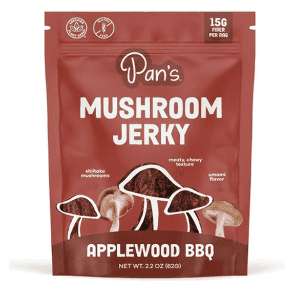 Pan's Mushroom Jerky Applewood BBQ - 2.2 oz Pack of 3