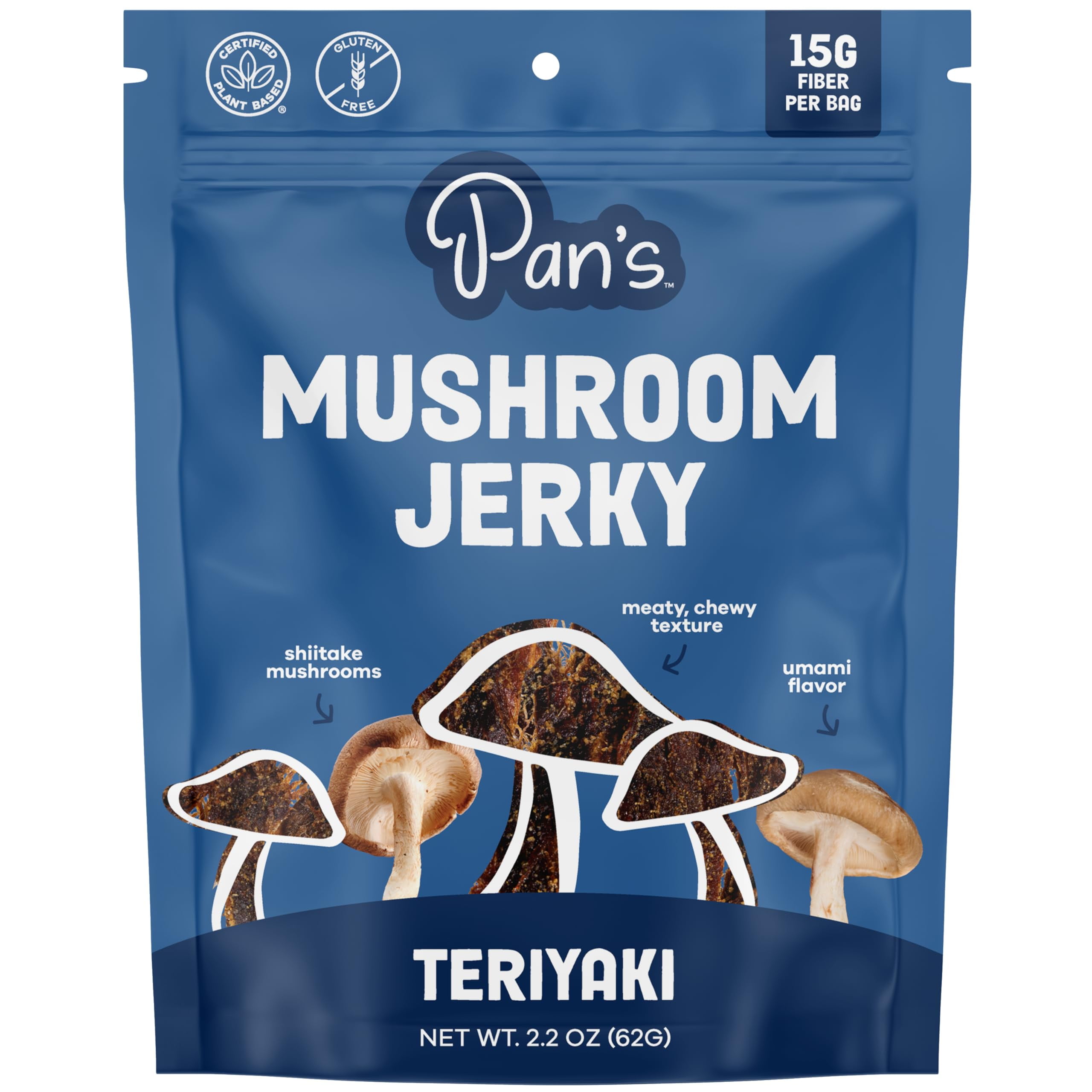 Pan's Mushroom Jerky, Vegan MMF7 Snacks, Dried Mushrooms Shiitake