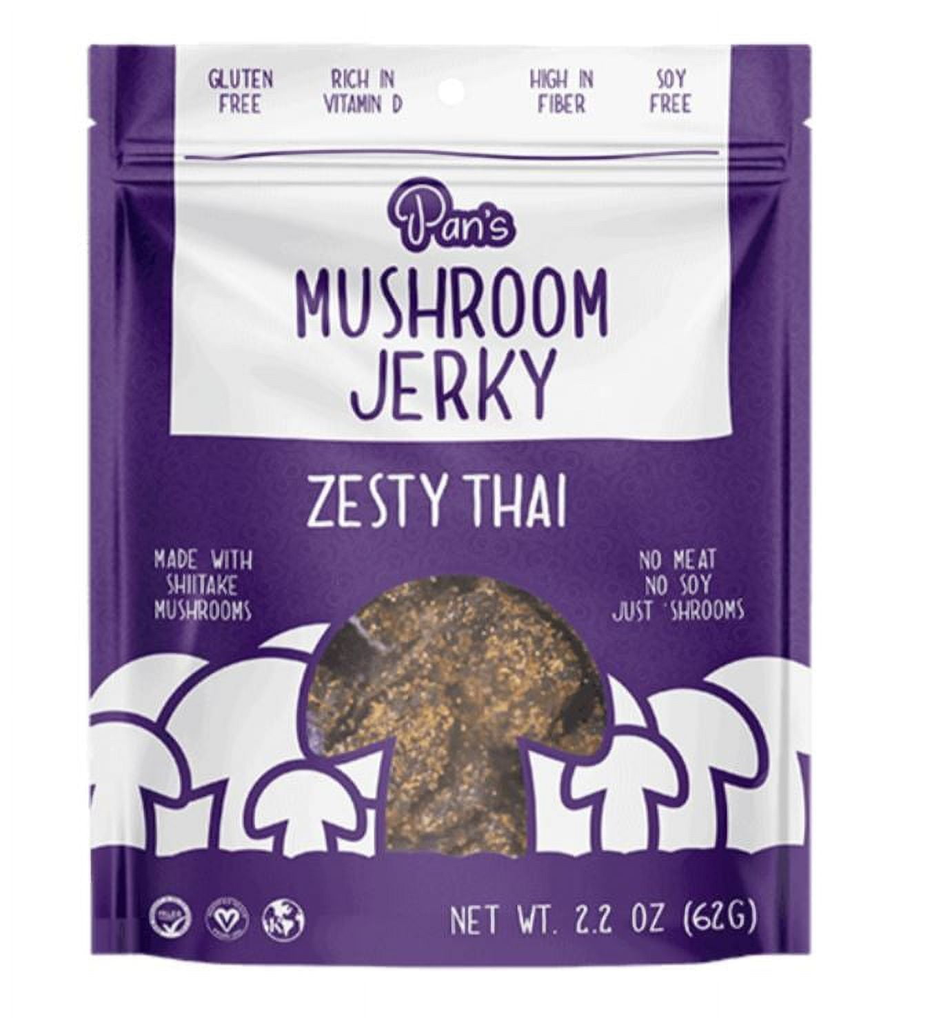 Pan's Mushroom Jerky Zesty Thai, 2.2 Oz. (Pack Of 2.)