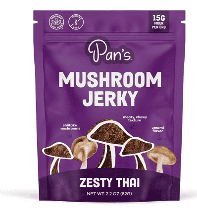 Pan's Mushroom Jerky Zesty Thai - 2.2 oz Pack of 4