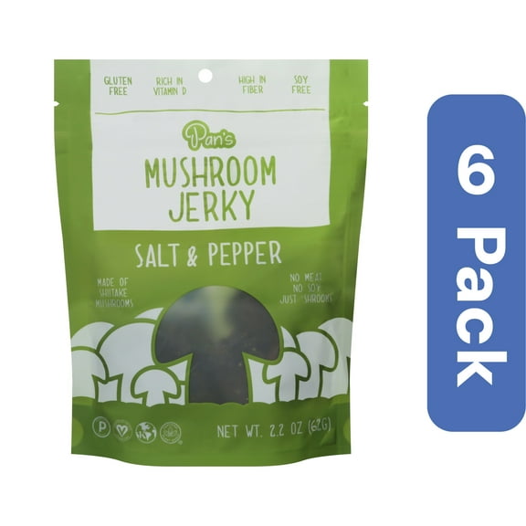 Pan's Salt & Pepper Mushroom Jerky 2.2 oz (Pack Of 6)