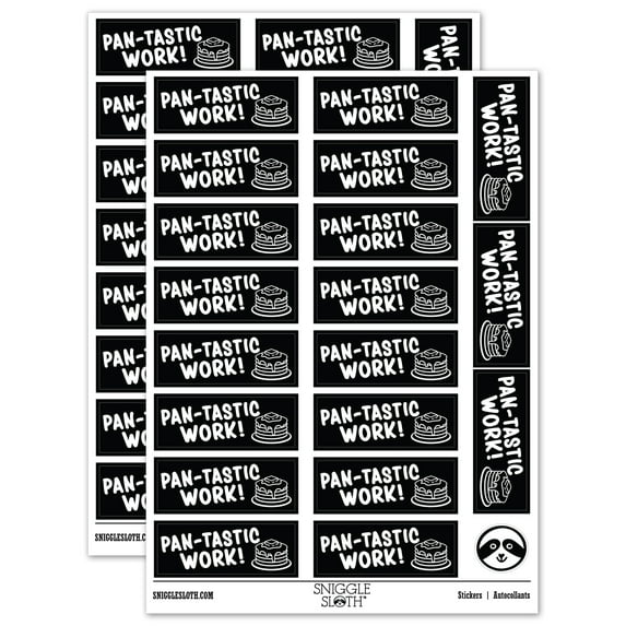 Pan-tastic Fantastic Work Pancakes Teacher Student School Sticker Set - Black - Matte Finish - 2.00" Large