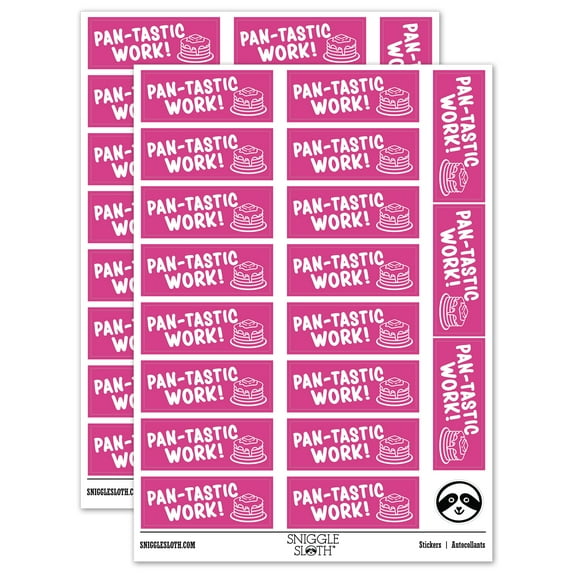 Pan-tastic Fantastic Work Pancakes Teacher Student School Sticker Set - Hot Pink - Matte Finish - 2.00" Large