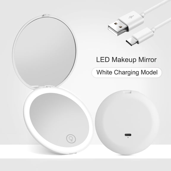 PanBiqintyy Compact Magnifying Makeup Mirror Portable Folding Cosmetic Mirror With Light Led Rechargeable Double Side Mini Mirror For Travel