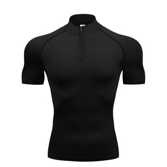 PanBiqintyy Compression Shirt Men Running Short Sleeve T-shirt Gym Clothes Summer Tight Fitness Polo Shirt Quick Dry Bodybuilding Muscle Tee