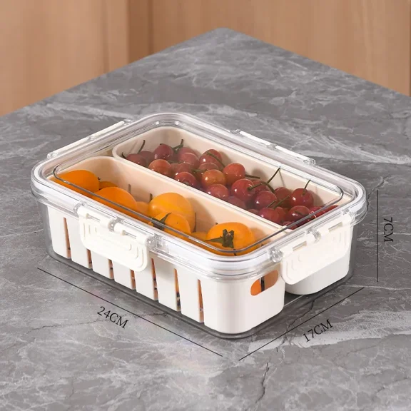 PanBiqintyy Divided Snackle Box with Lids Stackable Food Serving Tray Pantry Freezer Clear Snack Boxes Refrigerator Storage Containers