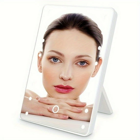 PanBiqintyy Makeup Mirror With 16 Leds Cosmetic Mirror With Touch Dimmer Switch Usb Or Battery Operated Stand For Tabletop Bathroom Travel