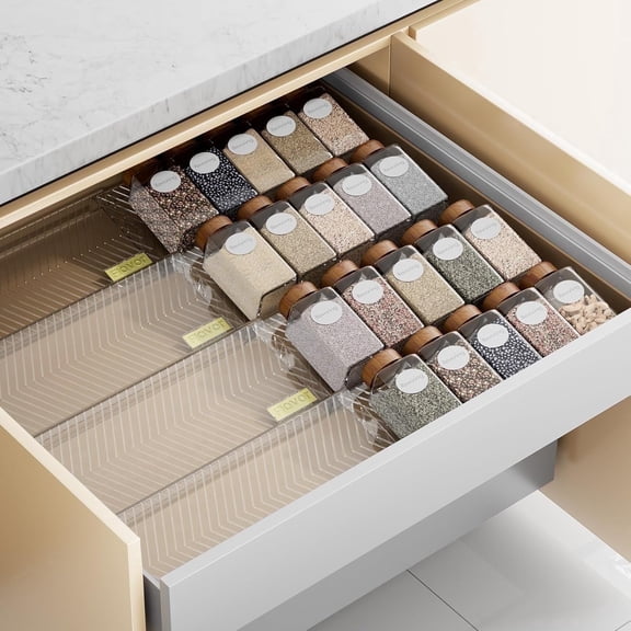 8 Pack Spice Drawer Organizer for 11" to 22" Wide Kitchen Cabinets Drawer, ORDORA Stackable Spice Rack, Food Seasoning Jars Storage
