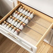 PanPanPal Spice Drawer Organizer, 2 Tier Expandable from 11" to 22" Seasoning Rack Tray Insert, Spice Rack Tray for Kitchen Drawer Countertop, Transparent