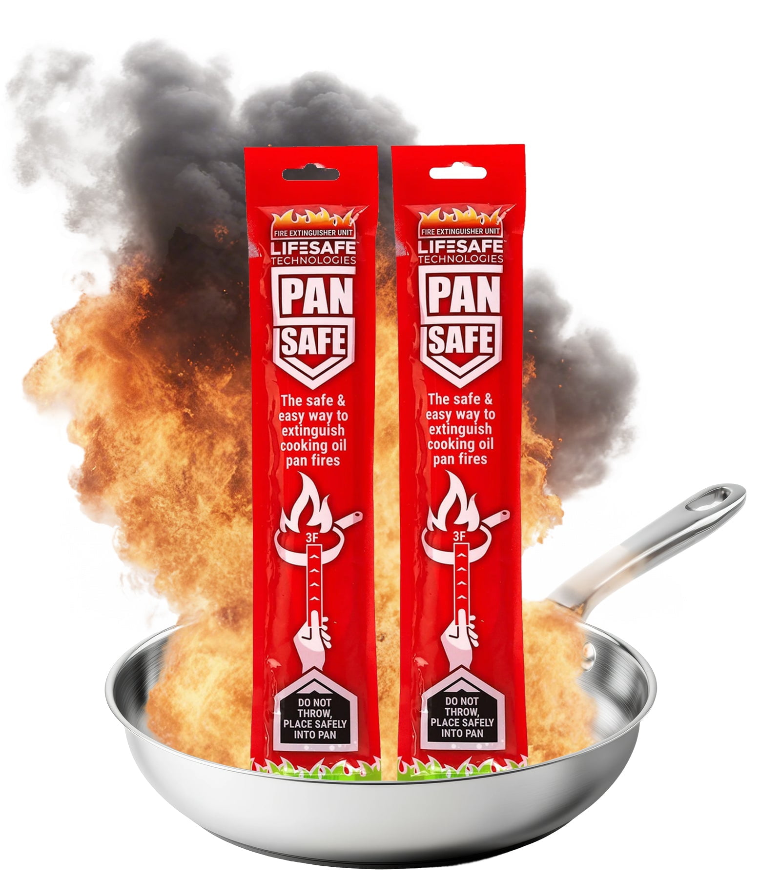 PanSafe Fire Extinguisher by LifeSafe Technologies | Non-Toxic, Non-Hazardous & Eco-Friendly | Made Specifically to Extinguish Cooking Oil and Grease Pan Fires in the Kitchen | 2 Pack
