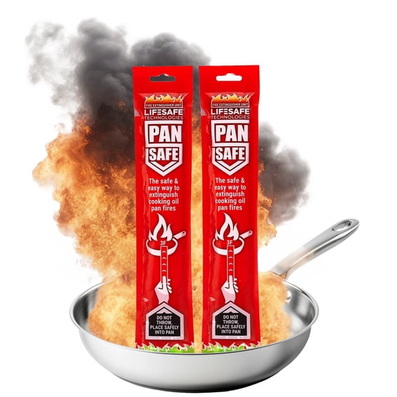 PanSafe Fire Extinguisher by LifeSafe Technologies | Non-Toxic, Non-Hazardous & Eco-Friendly | Made Specifically to Extinguish Cooking Oil and Grease Pan Fires in the Kitchen | 2 Pack