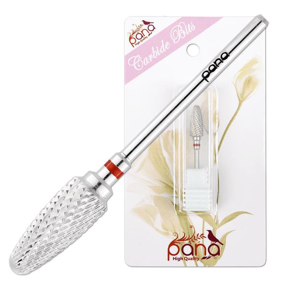 Pana 3/32" Silver Flame Shape Safety Nail Carbide Bit - Fine Grit