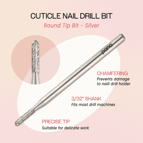 Pana 3/32" Silver Round Safety Nail Carbide Bit - Medium Grit