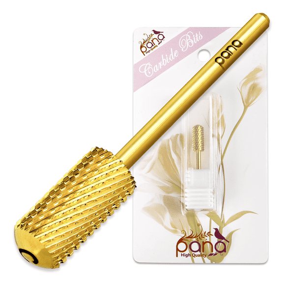 Pana 3/32" Smooth Top Small Barrel Carbide Nail Drill Bit - For Electric Dremel Drill Machine (Gold, Coarse Grit )