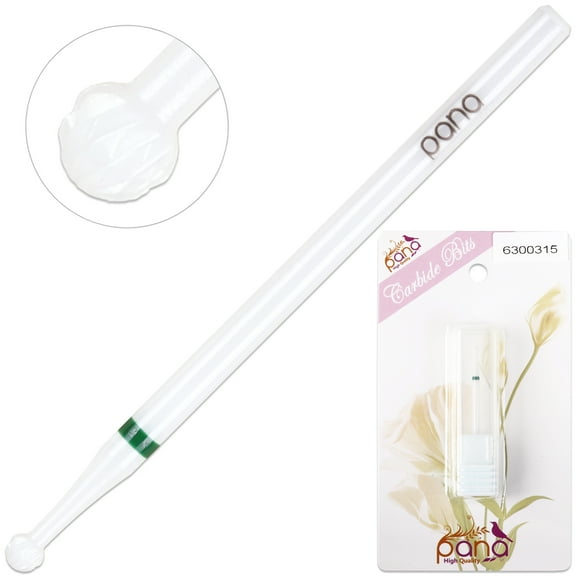 Pana 3/32" White Ceramic Ball Shaped Nail Drill Bit - Coarse Grit