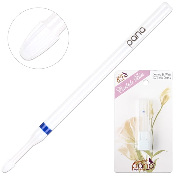 Pana 3/32" White Ceramic Cuticle Cleaner Nail Drill Bit - Medium Grit