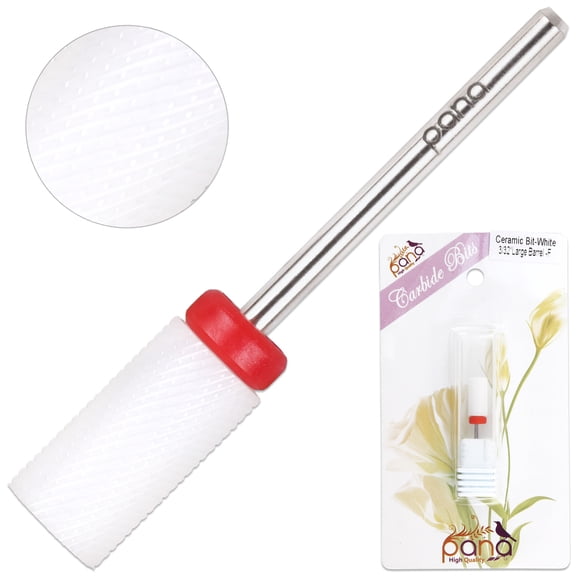 Pana 3/32" White Ceramic Large Barrel Nail Drill Bit - Fine Grit