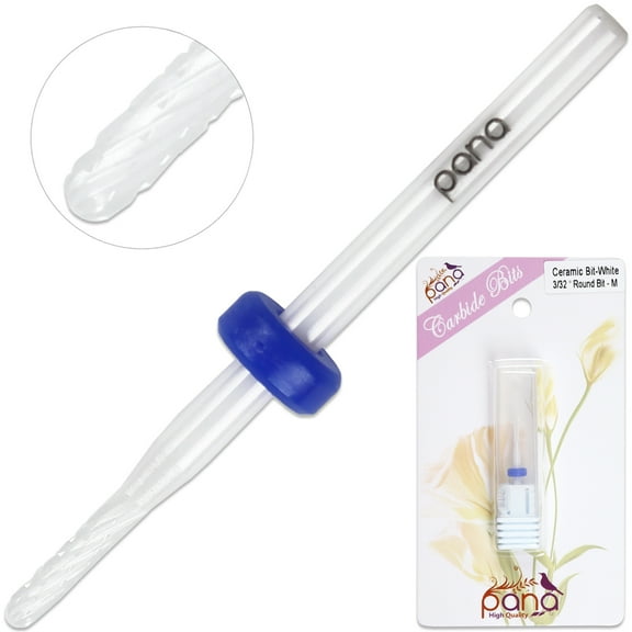 Pana 3/32" White Ceramic Round Safety Nail Drill Bit - Medium Grit