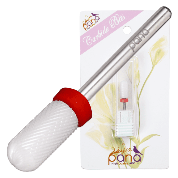 Pana 3/32" White Ceramic Round Top Small Barrel Nail Drill Bit - Fine Grit