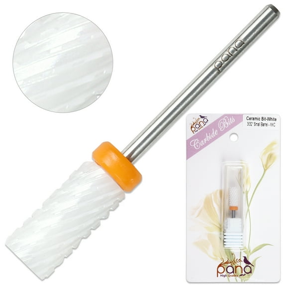 Pana 3/32" White Ceramic Small Barrel Nail Drill Bit - 2X Coarse Grit
