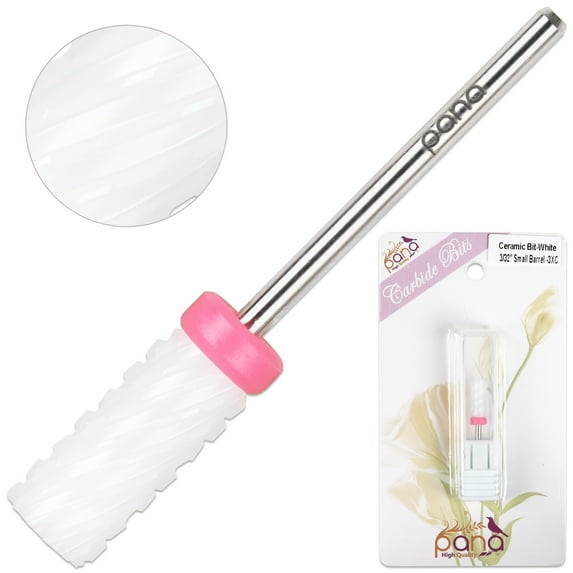 Pana 3/32" White Ceramic Small Barrel Nail Drill Bit - 3X Coarse Grit