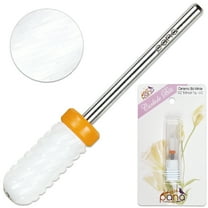 Pana 3/32" White Ceramic Smooth Top Small Barrel Nail Drill Bit - 2X Coarse Grit