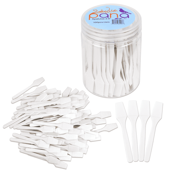 Pana Brand 100 Pcs Cosmetic Platics Spatulas 2.5" Disposable Sample Tester For Facial Cream and Mask - White
