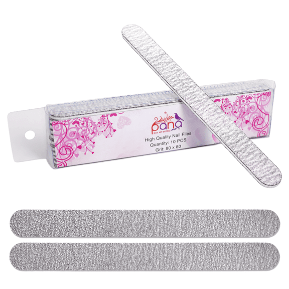 Pana (Grit: 80/80, Pack of 10 Pieces) USA Professional Emery Board Zebra Nail Files