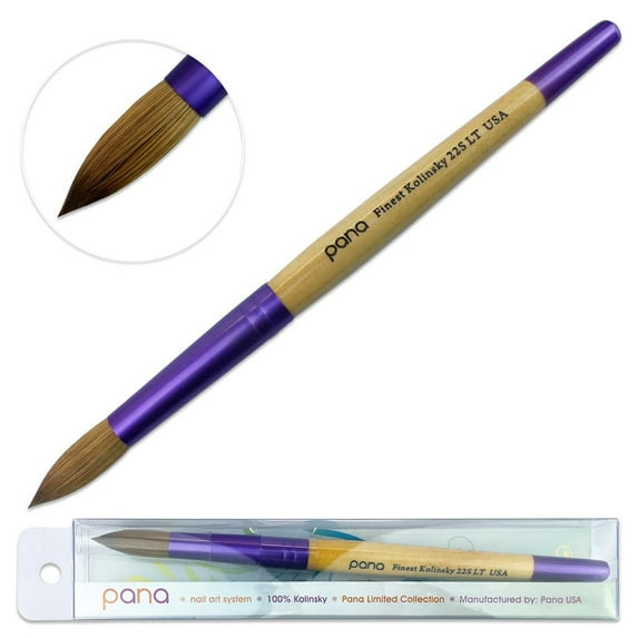 Pana Kolinsky Acrylic Nail Brush with Beige Purple Wood Handle - Size 22