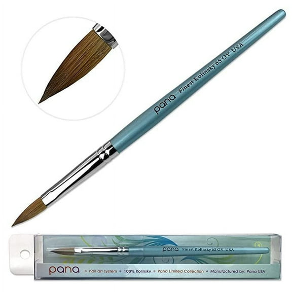 Pana Kolinsky Acrylic Nail Brush with Teal Wood Handle - Size 6