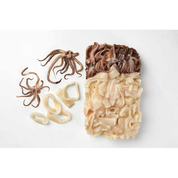 Pana Pesca Fully Cleaned Todarodes Squid Loligo Ring and Tenticles, 2.5 Pound - 4 per case.