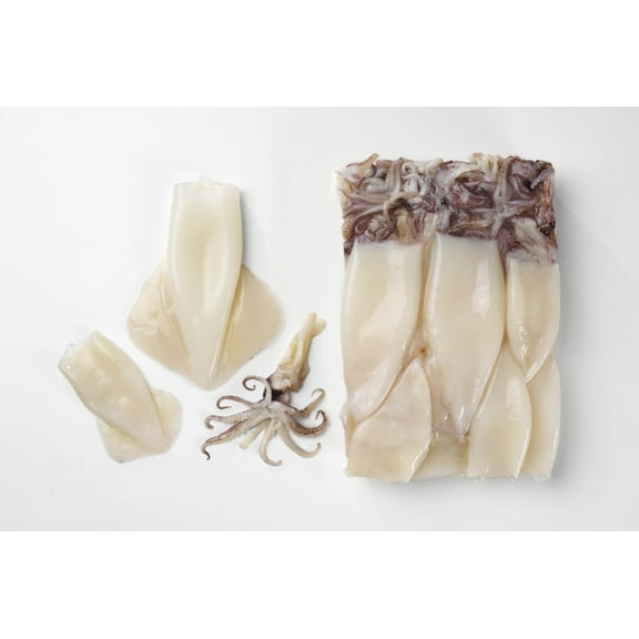 Pana Pesca Traditionally Cleaned Squid Tubes and Tentacles - 5/8 inch Tubes, 2.5 Pound - 4 per case.