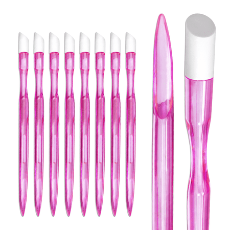 Pana Plastic Pink Long Cuticle Pushers with Rubber Tips