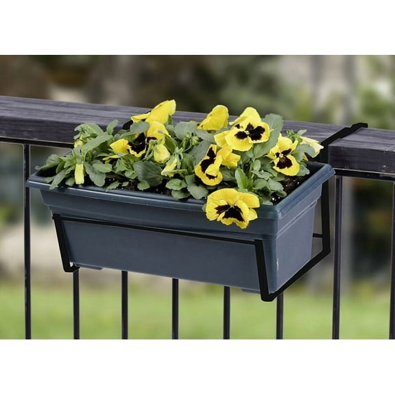Panacea 14.75" x 7.25" x 12.25", Black Steel Deck Flower Box Holder