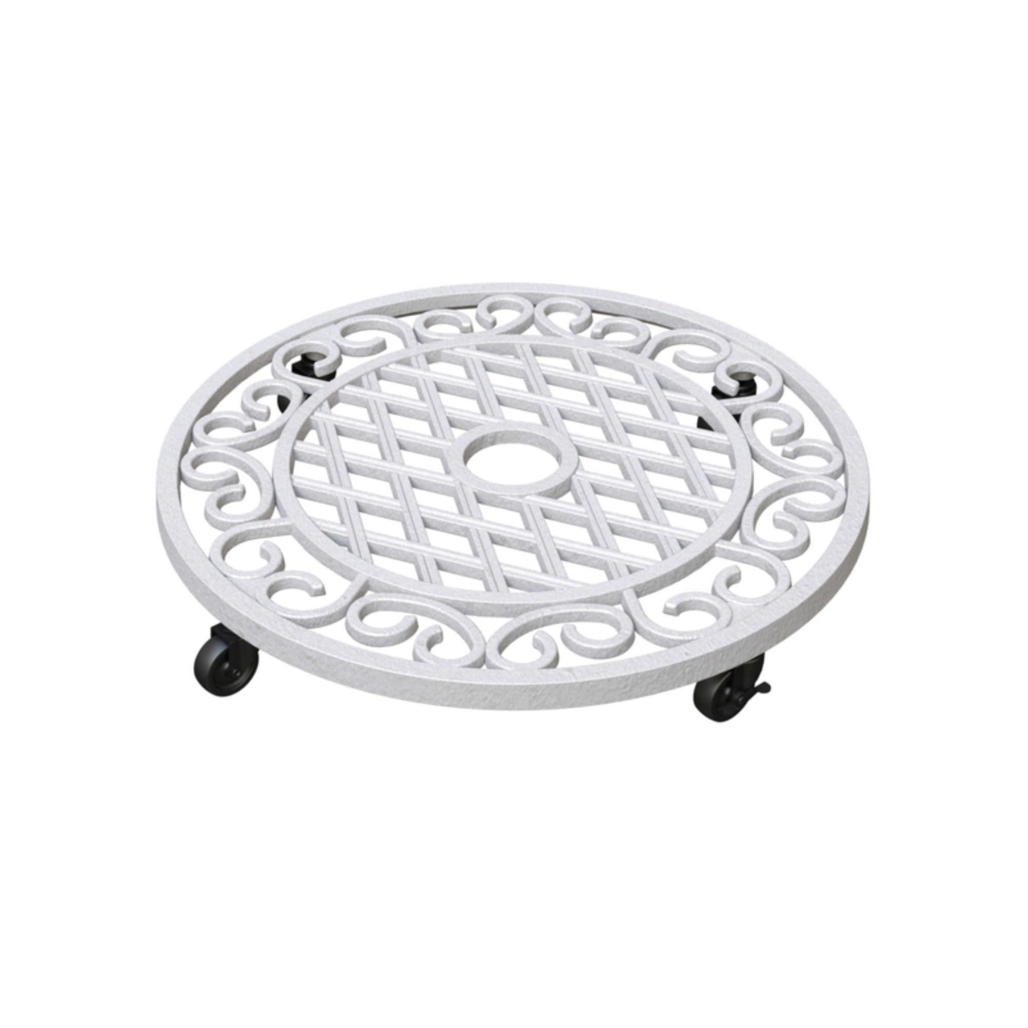 Panacea 17" White Cast Iron Wheeled Plant Stand