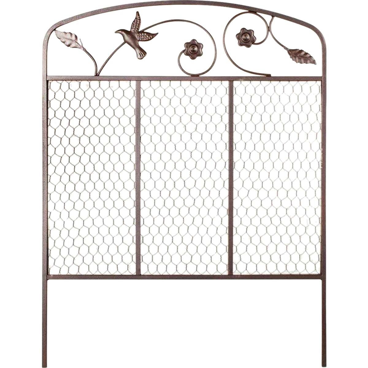 Panacea 24 In. W. x 32 In. H. Metal Bird & Flower Decorative Border Fence 83670